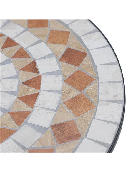 Outsunny 60 cm Mosaic Garden Table, Small Round Outdoor Side Table with Ceramic Top, Plant Stand for Patio, Balcony, Orange and 