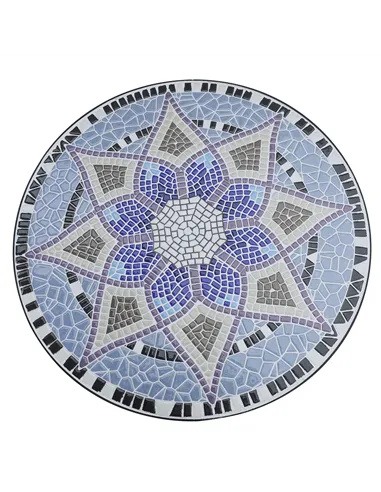 Outsunny Outdoor Mosaic Round Garden Table, Patio Bistro Coffee Side Table with 60cm Ceramic Top for Garden, Blue and White
