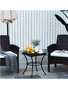 Outsunny Square Garden Metal Bistro Table Outdoor Patio Coffee Side Desk - Black 45L X 45W X 50H CM 2