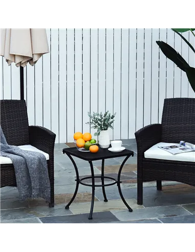 Outsunny Square Garden Metal Bistro Table Outdoor Patio Coffee Side Desk - Black 45L X 45W X 50H CM