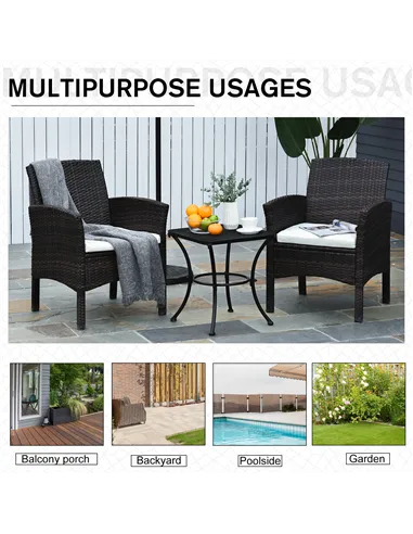 Outsunny Square Garden Metal Bistro Table Outdoor Patio Coffee Side Desk - Black 45L X 45W X 50H CM