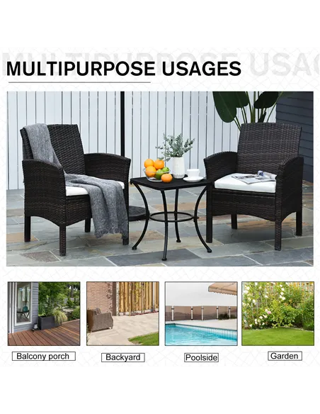 Outsunny Square Garden Metal Bistro Table Outdoor Patio Coffee Side Desk - Black 45L X 45W X 50H CM