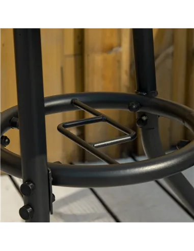 Outsunny Outdoor φ80cm Round Dining Table Tempered Glass Top Steel Frame Bistro Coffee End Side Table Garden w/ Parasol Hole