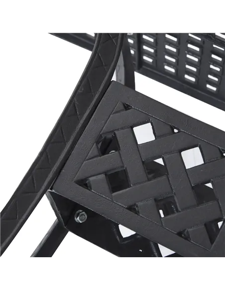 Outsunny 90cm Square Garden Table with Umbrella Hole, Aluminium Grid Motif Outdoor Dining Table for Garden Patio, Black