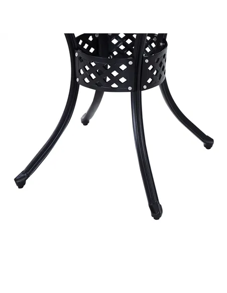 Outsunny 85cm Round Garden Table with Umbrella Hole, Aluminium Grid Motif Outdoor Dining Table for Garden Patio, Black