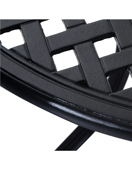 Outsunny 85cm Round Garden Table with Umbrella Hole, Aluminium Grid Motif Outdoor Dining Table for Garden Patio, Black