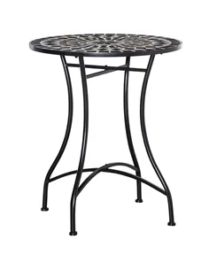 Outsunny Φ60cm Mosaic Outdoor Patio Table - Black