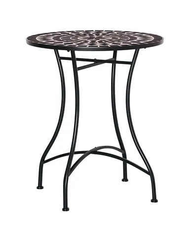 Outsunny Φ60cm Mosaic Outdoor Patio Table - Black