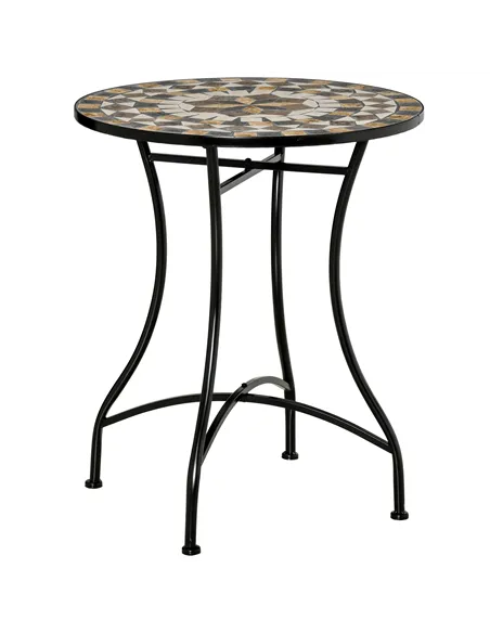 Outsunny Φ60cm Mosaic Outdoor Patio Table - Grey