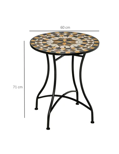 Outsunny Φ60cm Mosaic Outdoor Patio Table - Grey