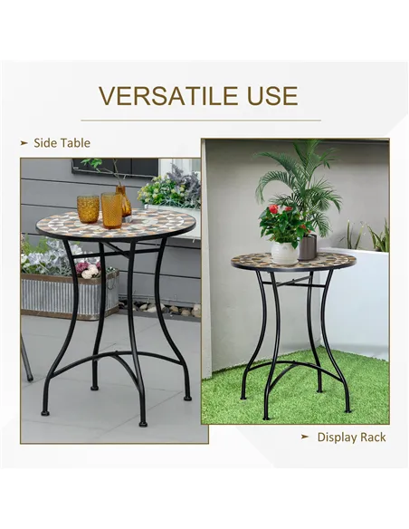Outsunny Φ60cm Mosaic Outdoor Patio Table - Grey