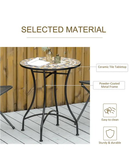 Outsunny Φ60cm Mosaic Outdoor Patio Table - Grey