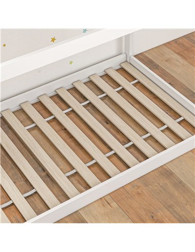 HOMCOM Single Bed Frame, House Scandinavian Style Wooden Bed Frame for 90W x 190Dcm Mattress, Pine Wood Bed Base, White