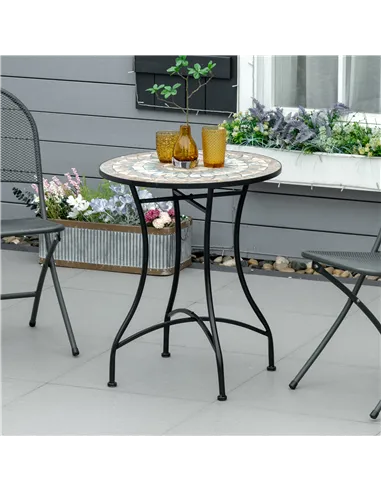 Outsunny Φ60cm Mosaic Outdoor Patio Table - Green