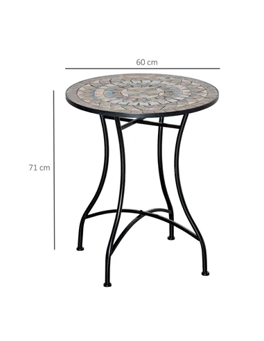 Outsunny Φ60cm Mosaic Outdoor Patio Table - Green