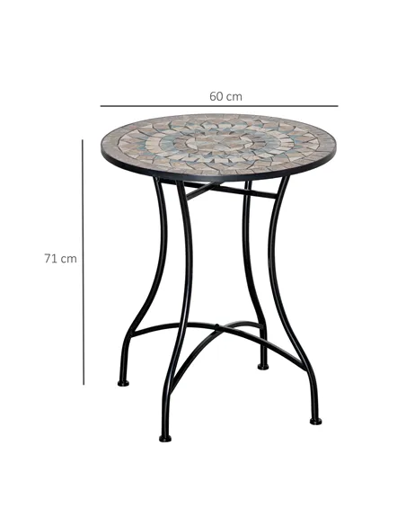 Outsunny Φ60cm Mosaic Outdoor Patio Table - Green