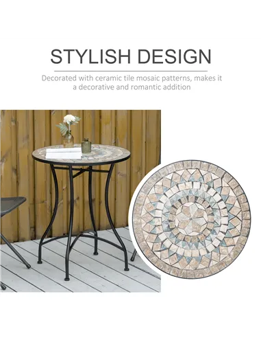 Outsunny Φ60cm Mosaic Outdoor Patio Table - Green