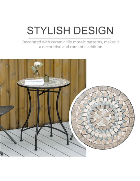 Outsunny Φ60cm Mosaic Outdoor Patio Table - Green