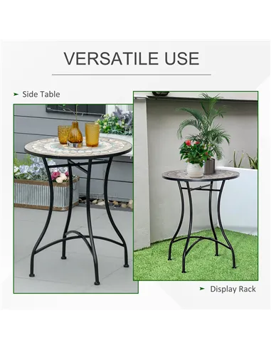 Outsunny Φ60cm Mosaic Outdoor Patio Table - Green