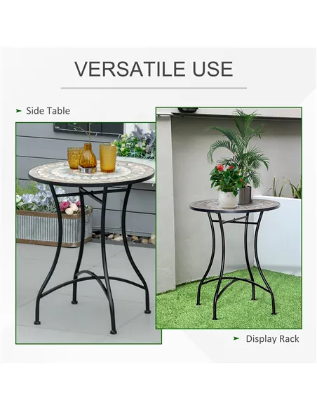 Outsunny Φ60cm Mosaic Outdoor Patio Table - Green