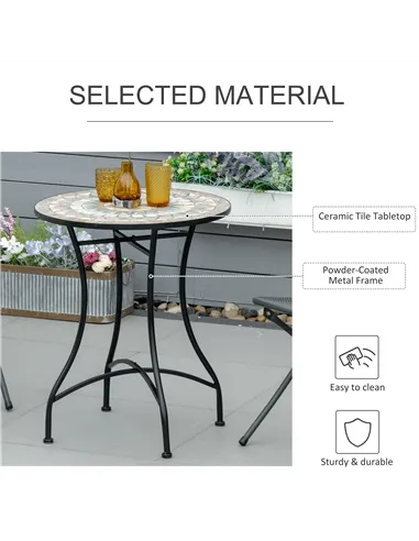 Outsunny Φ60cm Mosaic Outdoor Patio Table - Green