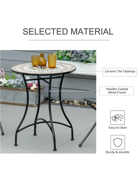 Outsunny Φ60cm Mosaic Outdoor Patio Table - Green