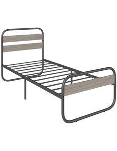 HOMCOM 3ft Single Bed Frame, Industrial Style Metal Platform Bed Frame with Under Bed Storage, No Box Spring Needed, Easy Assemb