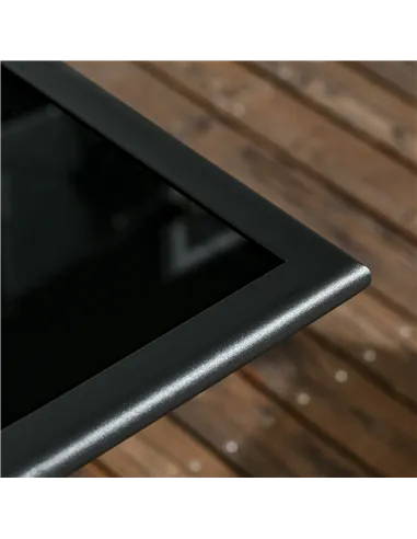 Outsunny Folding Outdoor Dining Table for 6, Rectangle Garden Table Tempered Glass Top with Parasol Hole Garden Lawn Backyard, 1