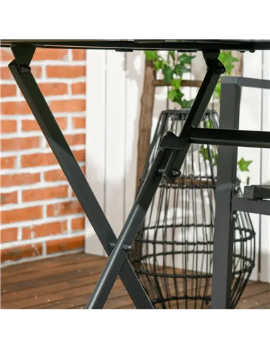 Outsunny Folding Outdoor Dining Table for 6, Rectangle Garden Table Tempered Glass Top with Parasol Hole Garden Lawn Backyard, 1