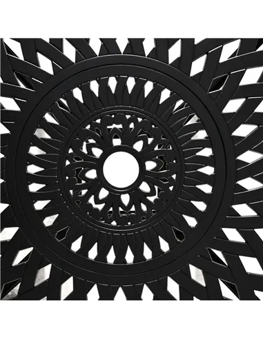 Outsunny 78 cm Round Garden Dining Table with Parasol Hole Antique Cast Aluminium Outdoor Table Only, Black