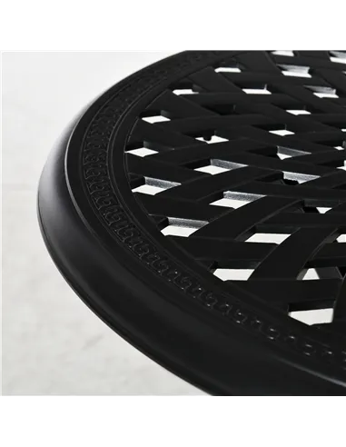 Outsunny 78 cm Round Garden Dining Table with Parasol Hole Antique Cast Aluminium Outdoor Table Only, Black