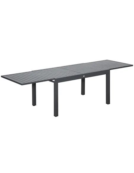 Outsunny Extendable Garden Table 135-270cm x 90cm x 75cm, 10 Seater Outdoor Dining Table with Aluminium Frame for Lawn, Balcony 