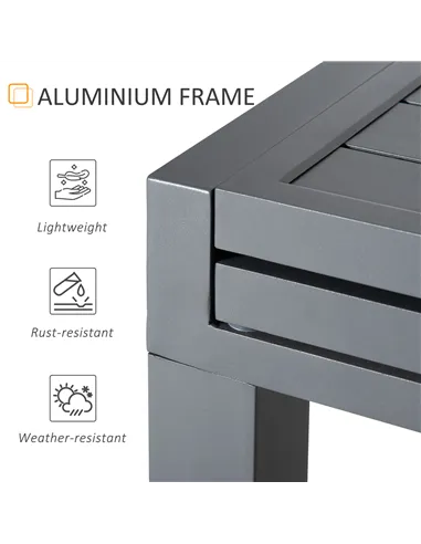 Outsunny Extendable Garden Table 135-270cm x 90cm x 75cm, 10 Seater Outdoor Dining Table with Aluminium Frame for Lawn, Balcony 