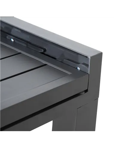 Outsunny Extendable Garden Table 135-270cm x 90cm x 75cm, 10 Seater Outdoor Dining Table with Aluminium Frame for Lawn, Balcony 