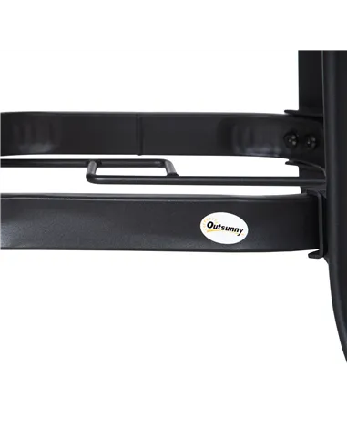 Outsunny 106cm Round Garden Dining Table with Parasol Hole Tempered Glass Top Steel Frame