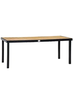 Outsunny Aluminium Outdoor Garden Dining Table for 8 People, Faux Wood Top, for Garden, Patio, 190 x 90 x 74 cm, Natural