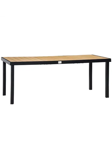 Outsunny Aluminium Outdoor Garden Dining Table for 8 People, Faux Wood Top, for Garden, Patio, 190 x 90 x 74 cm, Natural