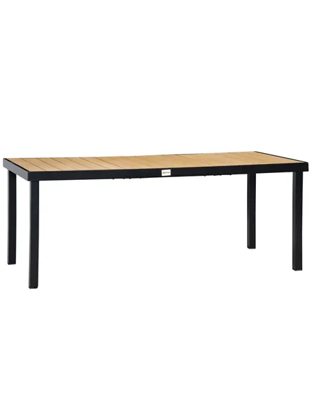 Outsunny Aluminium Outdoor Garden Dining Table for 8 People, Faux Wood Top, for Garden, Patio, 190 x 90 x 74 cm, Natural