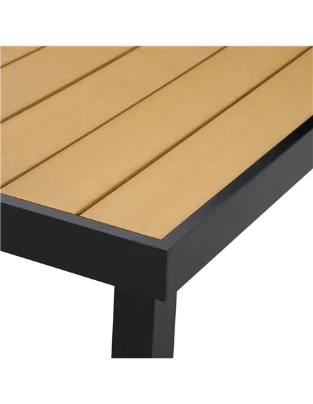 Outsunny Aluminium Outdoor Garden Dining Table for 8 People, Faux Wood Top, for Garden, Patio, 190 x 90 x 74 cm, Natural