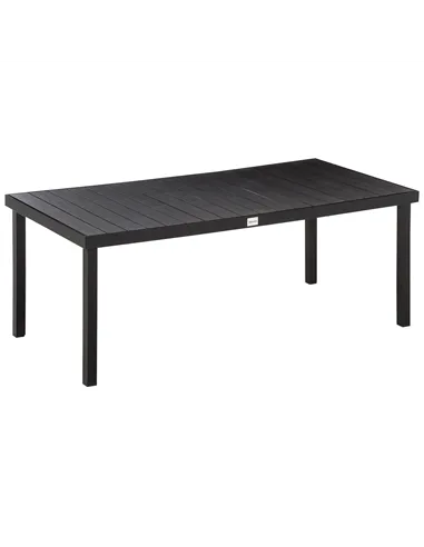 Outsunny Aluminium Outdoor Garden Dining Table for 8 People, Faux Wood Top, for Garden, Patio, 190 x 90 x 74cm, Black
