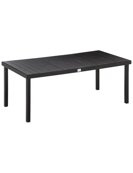 Outsunny Aluminium Outdoor Garden Dining Table for 8 People, Faux Wood Top, for Garden, Patio, 190 x 90 x 74cm, Black