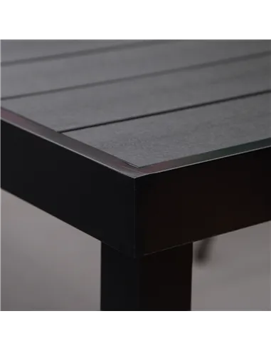 Outsunny Aluminium Outdoor Garden Dining Table for 8 People, Faux Wood Top, for Garden, Patio, 190 x 90 x 74cm, Black