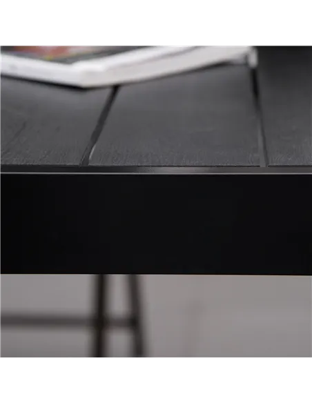 Outsunny Aluminium Outdoor Garden Dining Table for 8 People, Faux Wood Top, for Garden, Patio, 190 x 90 x 74cm, Black