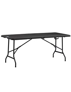 Outsunny Folding Garden Dining Table for 6, Rectangular Outdoor Dining Table with HDPE Tabletop, Foldable Garden Table with Stee