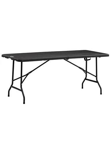 Outsunny Folding Garden Dining Table for 6, Rectangular Outdoor Dining Table with HDPE Tabletop, Foldable Garden Table with Stee