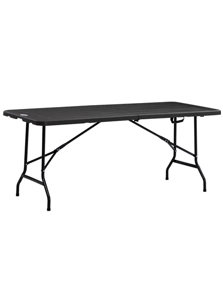 Outsunny Folding Garden Dining Table for 6, Rectangular Outdoor Dining Table with HDPE Tabletop, Foldable Garden Table with Stee