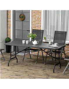 Outsunny Folding Garden Dining Table for 6, Rectangular Outdoor Dining Table with HDPE Tabletop, Foldable Garden Table with Stee 2