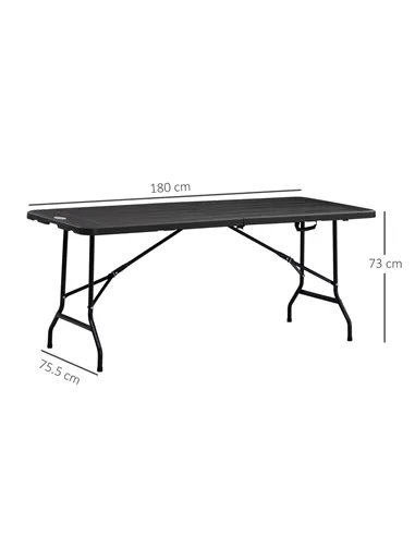 Outsunny Folding Garden Dining Table for 6, Rectangular Outdoor Dining Table with HDPE Tabletop, Foldable Garden Table with Stee