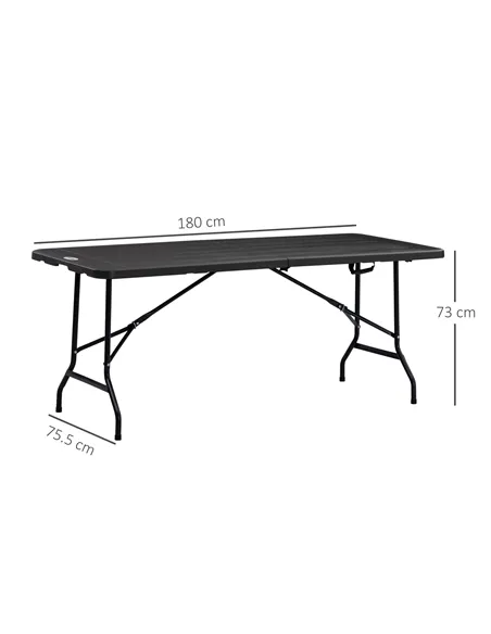 Outsunny Folding Garden Dining Table for 6, Rectangular Outdoor Dining Table with HDPE Tabletop, Foldable Garden Table with Stee
