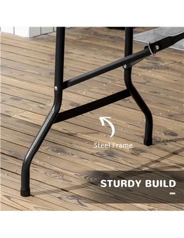 Outsunny Folding Garden Dining Table for 6, Rectangular Outdoor Dining Table with HDPE Tabletop, Foldable Garden Table with Stee
